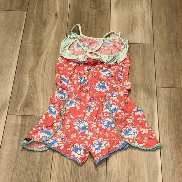 EUC Matilda Jane Girls Size 12 Floral Flower Tropical Butterfly Romper